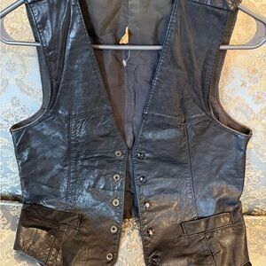 Vintage Black Leather Vest